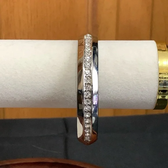 Silver tone rhinestone hinge bracelet - Picture 2 of 6